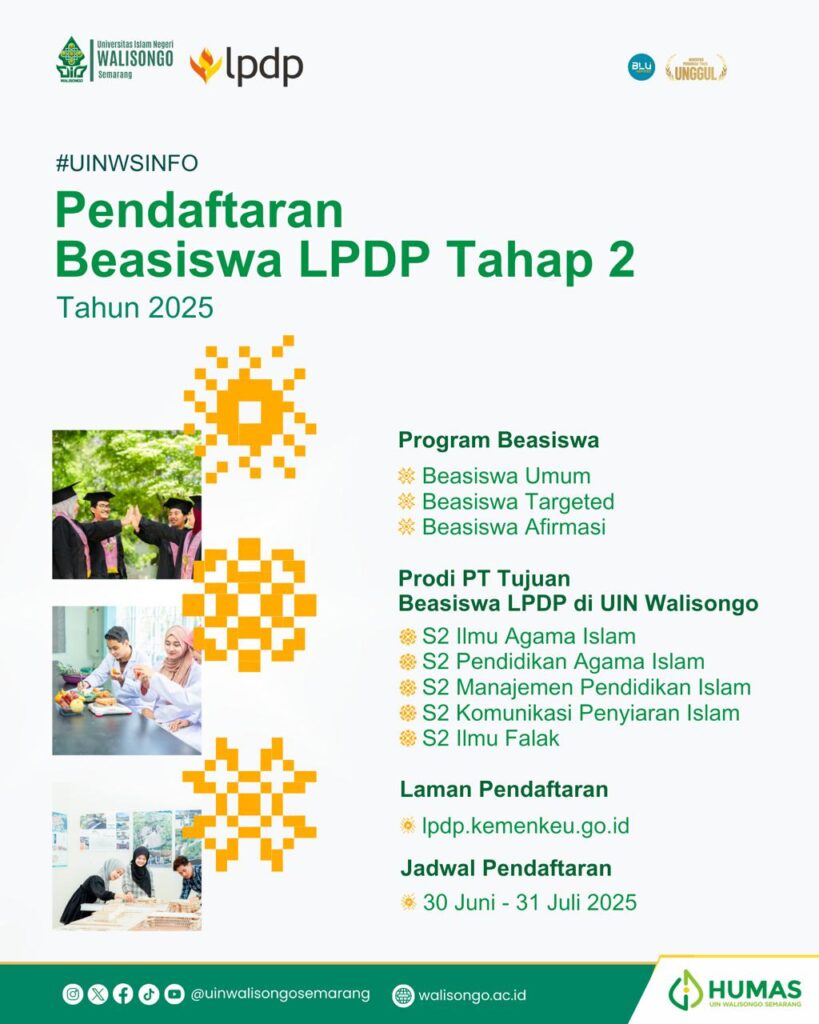 5 Program Studi S2 LPDP di UIN Walisongo Dibuka sampai Akhir Juli 2025, Cek Infonya