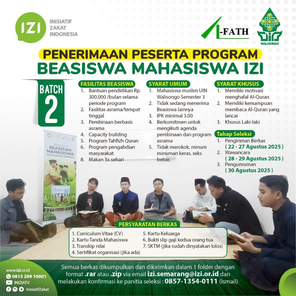 IZI Jawa Tengah Buka Pendaftaran Beasiswa Mahasiswa Batch 2 untuk 10 Peserta Terpilih
